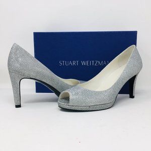Stuart Weitzman Annamimic Silver Noir Pumps 8 N